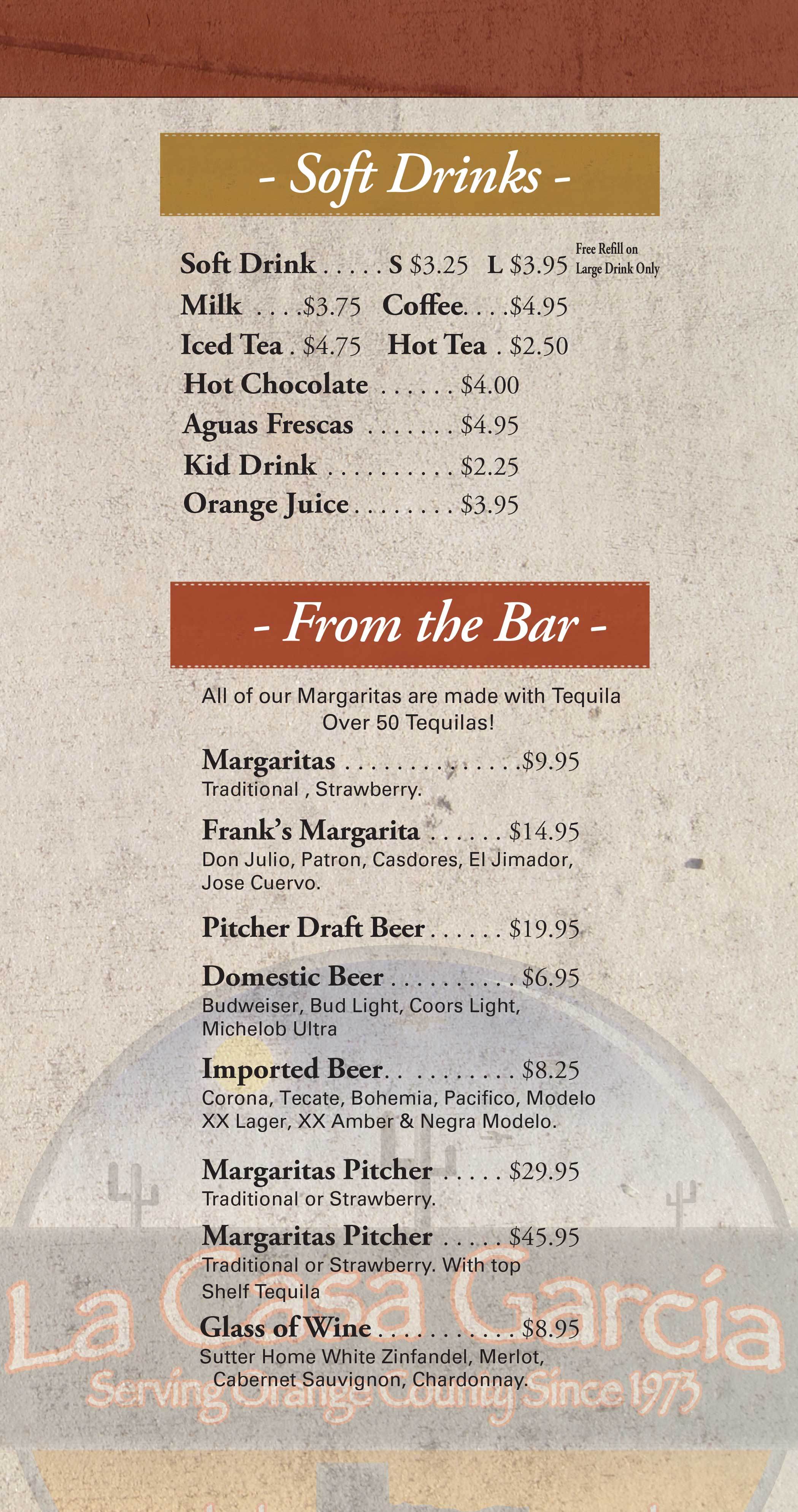 La Casa Garcia Lunch Menu